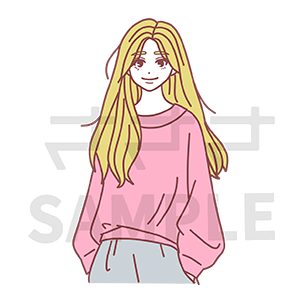 カジュアルな服装の女性イラスト素材カラーサンプル